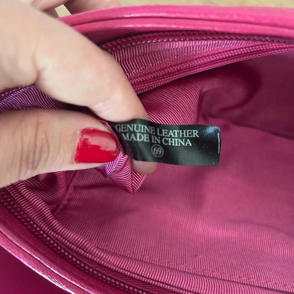 Y2K‎ slouchy shoulder bag Hot Pink Barbie leather inside pockets vacation resort